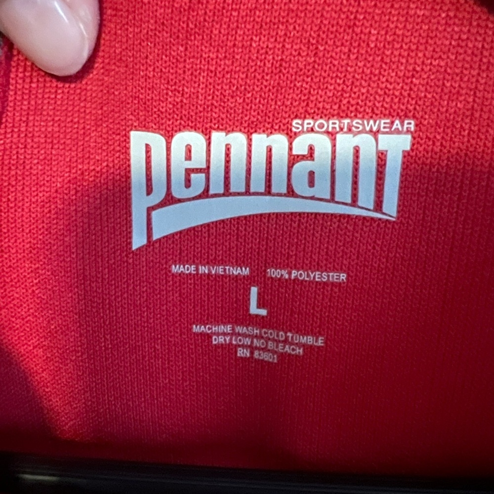 Pennant Sportswear Mens‎ Large Red Polyester 1/4 Zip Long Sleeve Jacket - Picture 3 of 3